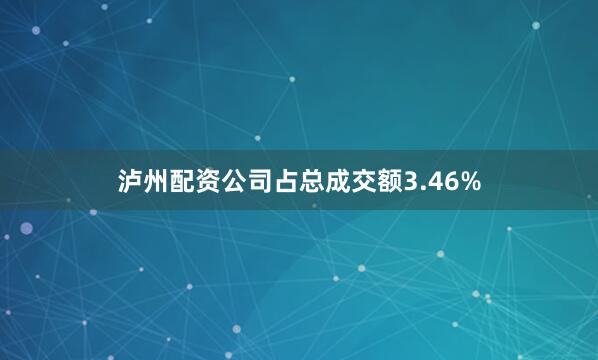 泸州配资公司占总成交额3.46%